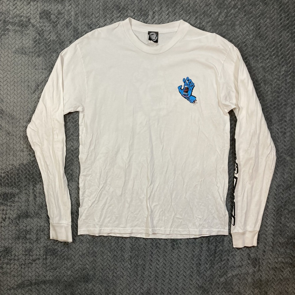 Santa Cruz Screaming Hand Long Sleeve Shirt White L Skateboard Skate Streetwear